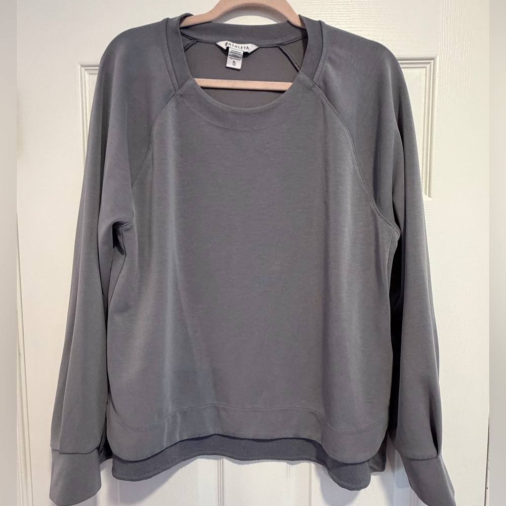 Athleta Seasoft crewneck sweatshirt pullover gray cosmos XL Athleisure travel - Picture 4 of 11